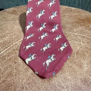 Brooks Brothers Burgundy Silk Tie with Equestrian Motif